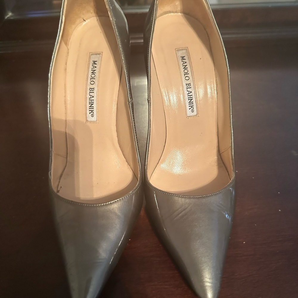 Manolo Blahnik Shimmering Silver Heels